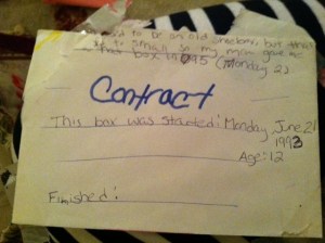 A contract I wrote at 12 promising to save all my memories.